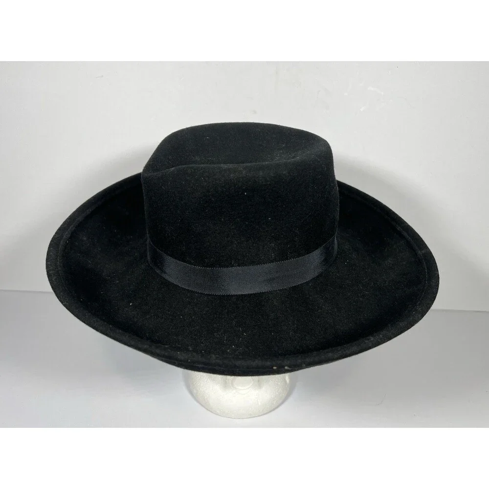 Vintage LiteFelt Black Wool Bowler Hat by Commodore Classic Derby Style